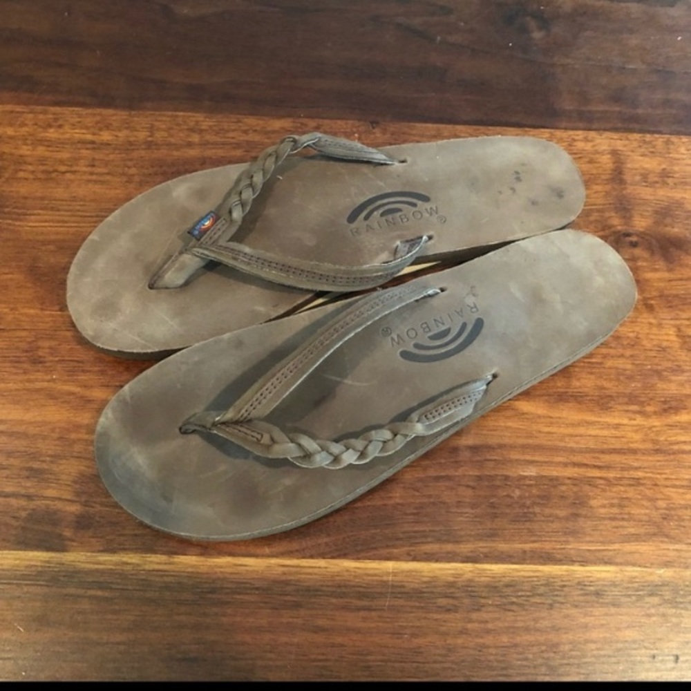 Rainbow flip flops sz 10